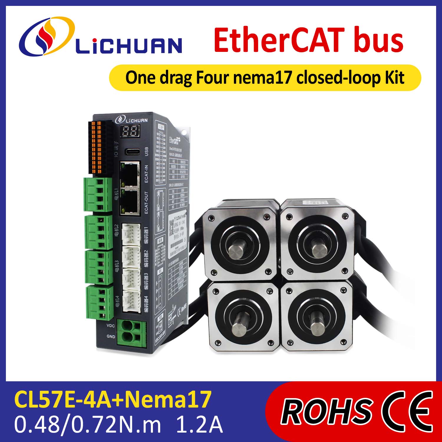 ethercat ປະມານ 2phase nema17 4 Axis dc ປິດ Loop Stepper Drive